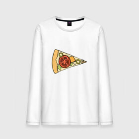 Мужской лонгслив хлопок с принтом Кусочек пиццы , 100% хлопок |  | Тематика изображения на принте: 14 февраля | love | pizza | valentine | любовь