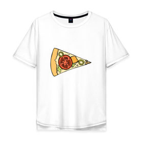 Мужская футболка хлопок Oversize с принтом Кусочек пиццы , 100% хлопок | свободный крой, круглый ворот, “спинка” длиннее передней части | Тематика изображения на принте: 14 февраля | love | pizza | valentine | любовь