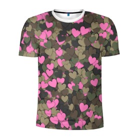 Мужская футболка 3D спортивная с принтом Какмуфляж с сердечками , 100% полиэстер с улучшенными характеристиками | приталенный силуэт, круглая горловина, широкие плечи, сужается к линии бедра | Тематика изображения на принте: 14 февраля | день святого валентина | камуфляж | любовь | милитари | паттерн | розовый | сердечко | сердце | хаки