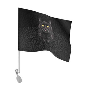 Флаг для автомобиля с принтом Чёрный котик , 100% полиэстер | Размер: 30*21 см | кошка | чёрная