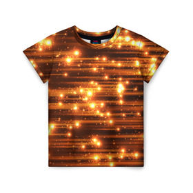 Детская футболка 3D с принтом Огоньки , 100% гипоаллергенный полиэфир | прямой крой, круглый вырез горловины, длина до линии бедер, чуть спущенное плечо, ткань немного тянется | кометы | космос | метеорит | огоньки | свет | яркий