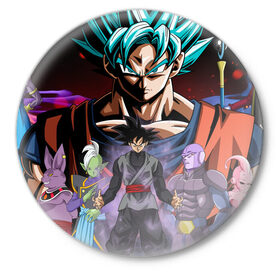 Значок с принтом Темный Гоку ,  металл | круглая форма, металлическая застежка в виде булавки | anime | dragon ball | драконий жемчуг | жемчуг дракона