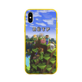 Чехол для Apple iPhone X силиконовый матовый с принтом Пётр - Minecraft , Силикон | Печать на задней стороне чехла, без боковой панели | minecraft | добывать | игра | игрушка | имя | компьютерная | кубики | майкрафт | майн крафт | майнкрафт | петечка | петр | петруха | петька | петя | пиксели | пиксель | ремесло | с именем | шахта