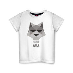 Детская футболка хлопок с принтом Big Bad Wolf , 100% хлопок | круглый вырез горловины, полуприлегающий силуэт, длина до линии бедер | duck sauce | абстракция | большой | вой | волк | животное | заяц | крутая | крутой | ну погоди | песня | серый | треугольник | хищник
