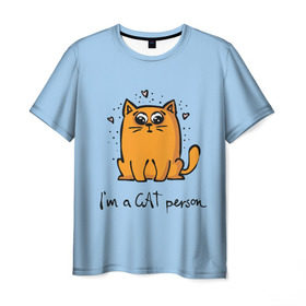 Мужская футболка 3D с принтом I am a Cat Person , 100% полиэфир | прямой крой, круглый вырез горловины, длина до линии бедер | cat | домашние любимцы | животные | котики | котэ | котята | любовь | милые