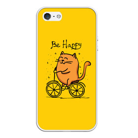 Чехол для iPhone 5/5S матовый с принтом Be Happy cat , Силикон | Область печати: задняя сторона чехла, без боковых панелей | cat | домашние любимцы | животные | котики | котэ | котята | любовь | милые