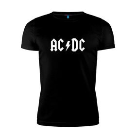Мужская футболка премиум с принтом AC/DC , 92% хлопок, 8% лайкра | приталенный силуэт, круглый вырез ворота, длина до линии бедра, короткий рукав | ac dc | acdc | high voltage | ангус | металл | рок | фсвс | эй си ди си | эйсидиси | янг