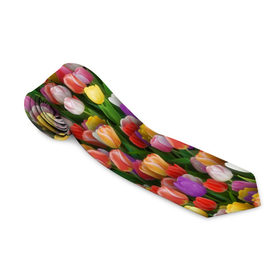 Галстук 3D с принтом Разноцветные тюльпаны , 100% полиэстер | Длина 148 см; Плотность 150-180 г/м2 | 8 марта | tulip | белый | букет | желтый | зеленый | красный | паттерн | розовый | тюльпан | тюльпанчики | цветок | цветочки | цветы