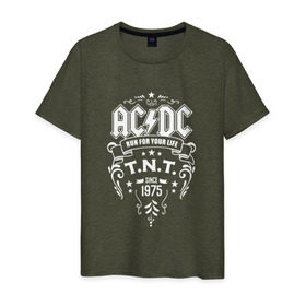 Мужская футболка хлопок с принтом AC/DC run for your life , 100% хлопок | прямой крой, круглый вырез горловины, длина до линии бедер, слегка спущенное плечо. | ac dc | acdc ас дс | асдс