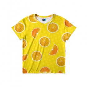 Детская футболка 3D с принтом Апельсиновое настроение , 100% гипоаллергенный полиэфир | прямой крой, круглый вырез горловины, длина до линии бедер, чуть спущенное плечо, ткань немного тянется | апельсин
