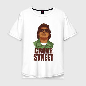 Мужская футболка хлопок Oversize с принтом grove street , 100% хлопок | свободный крой, круглый ворот, “спинка” длиннее передней части | Тематика изображения на принте: eazy e | gta | raiders | san andreas | райдер