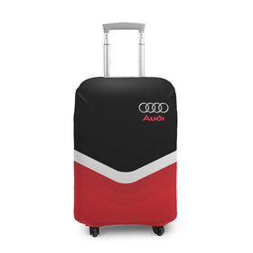 Чехол для чемодана 3D с принтом Audi Black & Red , 86% полиэфир, 14% спандекс | двустороннее нанесение принта, прорези для ручек и колес | audi | ауди | кольца | красный | машина | черный