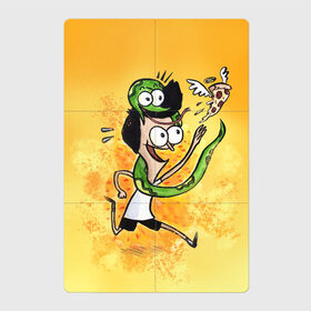 Магнитный плакат 2Х3 с принтом Sanjay, Craig and pizza , Полимерный материал с магнитным слоем | 6 деталей размером 9*9 см | sanjay and craig | крейг | мультфильм | санджей