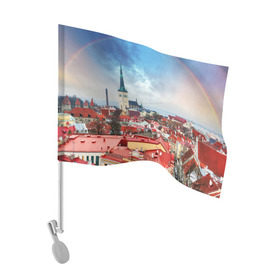 Флаг для автомобиля с принтом Таллин (Эстония) , 100% полиэстер | Размер: 30*21 см | Тематика изображения на принте: estonia | tallin | город | европа | путешествие | таллин | туризм | эстония