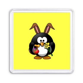 Магнит 55*55 с принтом Пасхальный пингвин , Пластик | Размер: 65*65 мм; Размер печати: 55*55 мм | весна | кролик | пасха | пингвин | праздники | яйцо