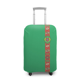 Чехол для чемодана 3D с принтом Туркменистан, лента с гербом , 86% полиэфир, 14% спандекс | двустороннее нанесение принта, прорези для ручек и колес | tkm | tm | trkmenistan | азия | ашхабад | герб | государство | знак | надпись | патриот | полосы | республика | символ | снг | страна | туркмен | туркменистан | туркмения | флаг | флага | цвета