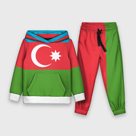 Детский костюм 3D (с толстовкой) с принтом Азербайджан ,  |  | azerbaijan | azrbaycan | звезда | ислам | полумесяц | флаг