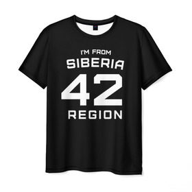 Мужская футболка 3D с принтом i`m from Siberia(Я из сибири) , 100% полиэфир | прямой крой, круглый вырез горловины, длина до линии бедер | 42 регион | from siberia | кемерово | кемеровская область | регионы россии | россия | сибирь | я из сибири