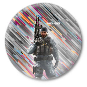 Значок с принтом Rainbow Six Siege ,  металл | круглая форма, металлическая застежка в виде булавки | Тематика изображения на принте: battlefield | call of duty | clancy | cod | counter | csgo | game | rainbow | six | strike | tom | игра | клэнси | код | ксго | том | шутер