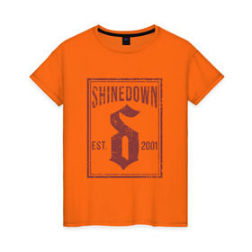 Женская футболка хлопок с принтом Shinedown est. 2001 , 100% хлопок | прямой крой, круглый вырез горловины, длина до линии бедер, слегка спущенное плечо | shinedown