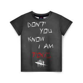 Детская футболка 3D с принтом I am TOXIC , 100% гипоаллергенный полиэфир | прямой крой, круглый вырез горловины, длина до линии бедер, чуть спущенное плечо, ткань немного тянется | dbd | dead by daylight | toxic | дбд | токсик