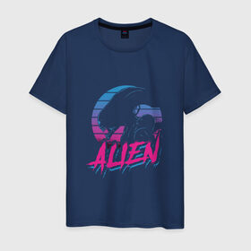 Мужская футболка хлопок с принтом Alien 80 , 100% хлопок | прямой крой, круглый вырез горловины, длина до линии бедер, слегка спущенное плечо. | 80е | alien | вэйв | мода | ретро | ридли | скотт | хищник | чужой