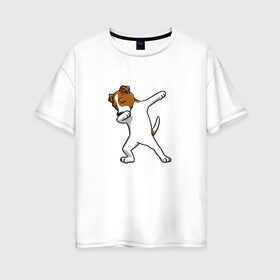 Женская футболка хлопок Oversize с принтом джек победитель , 100% хлопок | свободный крой, круглый ворот, спущенный рукав, длина до линии бедер
 | джек | джек рассел | рассел | терьер