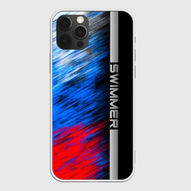 Чехол для iPhone 12 Pro Max с принтом Swimmer , Силикон |  | Тематика изображения на принте: линии | пловец | пловчиха | полосы | россия | рф | флаг