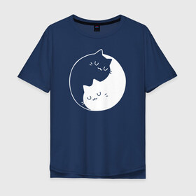 Мужская футболка хлопок Oversize с принтом Инь Янь , 100% хлопок | свободный крой, круглый ворот, “спинка” длиннее передней части | Тематика изображения на принте: cat | kitty | животное | инь ян | кот | котенок | котики