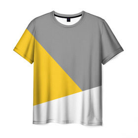 Мужская футболка 3D с принтом Серый, желтый, белый-идеальное сочетание! , 100% полиэфир | прямой крой, круглый вырез горловины, длина до линии бедер | 