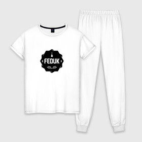 Женская пижама хлопок с принтом Feduk , 100% хлопок | брюки и футболка прямого кроя, без карманов, на брюках мягкая резинка на поясе и по низу штанин | feduk | федук