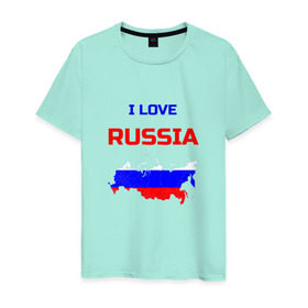 Мужская футболка хлопок с принтом Я люблю Россию (I love Russia) , 100% хлопок | прямой крой, круглый вырез горловины, длина до линии бедер, слегка спущенное плечо. | i love | russia | russian | я люблю россию