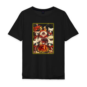 Мужская футболка хлопок Oversize с принтом Monster Hunter Cats , 100% хлопок | свободный крой, круглый ворот, “спинка” длиннее передней части | monster hunter | monster hunter cats | monster hunter world