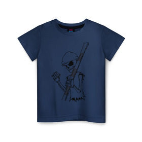 Детская футболка хлопок с принтом Скелетон геодезист 2 (черн.) , 100% хлопок | круглый вырез горловины, полуприлегающий силуэт, длина до линии бедер | surveyor | геодезист | геодезия | скелет