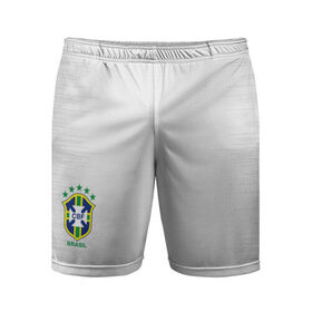 Мужские шорты 3D спортивные с принтом Бразилия 2018 гостевые спорт ,  |  | Тематика изображения на принте: 