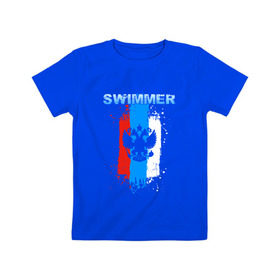 Детская футболка хлопок с принтом Swimmer , 100% хлопок | круглый вырез горловины, полуприлегающий силуэт, длина до линии бедер | пловец | пловчиха