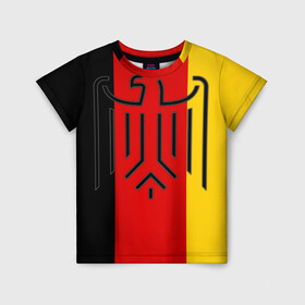 Детская футболка 3D с принтом German eagle , 100% гипоаллергенный полиэфир | прямой крой, круглый вырез горловины, длина до линии бедер, чуть спущенное плечо, ткань немного тянется | Тематика изображения на принте: герб | германский | немецкий | орел | флаг