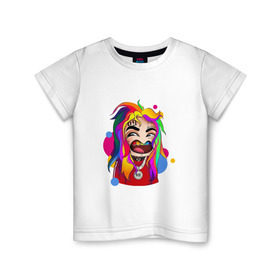 Детская футболка хлопок с принтом 6IX9INE COLORS , 100% хлопок | круглый вырез горловины, полуприлегающий силуэт, длина до линии бедер | 6ix9ine | sixnine | tekashi