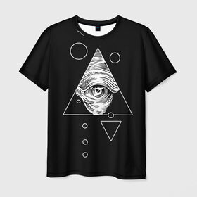 Мужская футболка 3D с принтом Всевидящее око , 100% полиэфир | прямой крой, круглый вырез горловины, длина до линии бедер | Тематика изображения на принте: tattoo | в треугольнике | всевидящее око | всевидящий глаз | зрачок | пирамида | тату