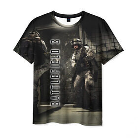 Мужская футболка 3D с принтом BATTLEFIELD 3 , 100% полиэфир | прямой крой, круглый вырез горловины, длина до линии бедер | battlefield | война | игры | оружия | поле битвы | солдат | спецназ | стратегия | тактика | танки | шутер