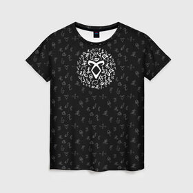 Женская футболка 3D с принтом Runes , 100% полиэфир ( синтетическое хлопкоподобное полотно) | прямой крой, круглый вырез горловины, длина до линии бедер | freeform | shadowhunters | доминик шервуд | клэри фрэй | кэтрин макнамара | фэнтази