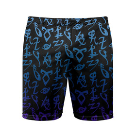 Мужские шорты 3D спортивные с принтом Blue runes ,  |  | Тематика изображения на принте: freeform | shadowhunters | доминик шервуд | клэри фрэй | кэтрин макнамара | фэнтази