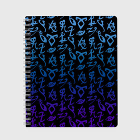 Тетрадь с принтом Blue runes , 100% бумага | 48 листов, плотность листов — 60 г/м2, плотность картонной обложки — 250 г/м2. Листы скреплены сбоку удобной пружинной спиралью. Уголки страниц и обложки скругленные. Цвет линий — светло-серый
 | Тематика изображения на принте: freeform | shadowhunters | доминик шервуд | клэри фрэй | кэтрин макнамара | фэнтази