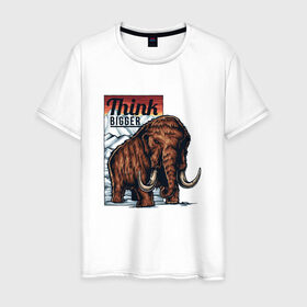 Мужская футболка хлопок с принтом Мамонт , 100% хлопок | прямой крой, круглый вырез горловины, длина до линии бедер, слегка спущенное плечо. | Тематика изображения на принте: животные | мамонт | мамонты | слон | слоны