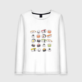 Женский лонгслив хлопок с принтом Sushi , 100% хлопок |  | Тематика изображения на принте: anime | fastfood | food | japan | roll | sushi | susi | аниме | роллы | суши | фастфуд | япония