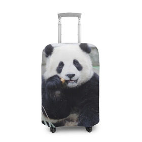 Чехол для чемодана 3D с принтом Большая панда , 86% полиэфир, 14% спандекс | двустороннее нанесение принта, прорези для ручек и колес | Тематика изображения на принте: бамбук | белый | джунгли | дикое | животное | китай | лес | медведь | черный