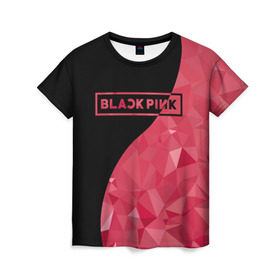 Женская футболка 3D с принтом BLACKPINK , 100% полиэфир ( синтетическое хлопкоподобное полотно) | прямой крой, круглый вырез горловины, длина до линии бедер | black  pink | blackpink | jennie | jisoo | k pop | lalisa | группа | инь янь | к поп | корейская группа | розовый | черный