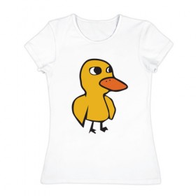 Женская футболка хлопок с принтом Утка , 100% хлопок | прямой крой, круглый вырез горловины, длина до линии бедер, слегка спущенное плечо | duck | duckling | утенок | утка