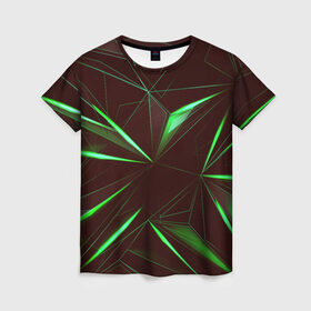Женская футболка 3D с принтом STRIPES GREEN 3D , 100% полиэфир ( синтетическое хлопкоподобное полотно) | прямой крой, круглый вырез горловины, длина до линии бедер | Тематика изображения на принте: abstract | geometry | абстракция | геометрия | градиент | линии