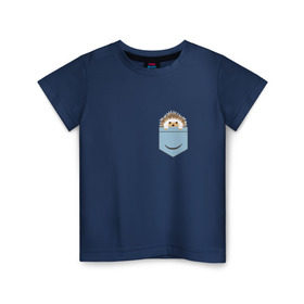 Детская футболка хлопок с принтом Ёжик в кармане , 100% хлопок | круглый вырез горловины, полуприлегающий силуэт, длина до линии бедер | Тематика изображения на принте: еж | ёжик | ёжик в кармане | лес